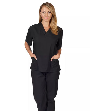 NATURAL UNIFORM COOL STRETCH V-NECK CARGO SET (BLACK)
