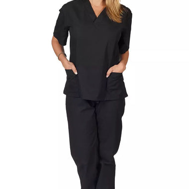 NATURAL UNIFORM COOL STRETCH V-NECK CARGO SET (BLACK)