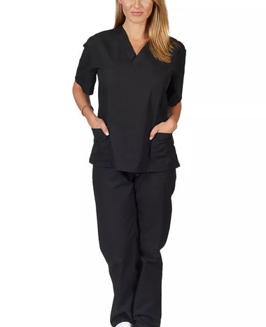NATURAL UNIFORM COOL STRETCH V-NECK CARGO SET (BLACK)