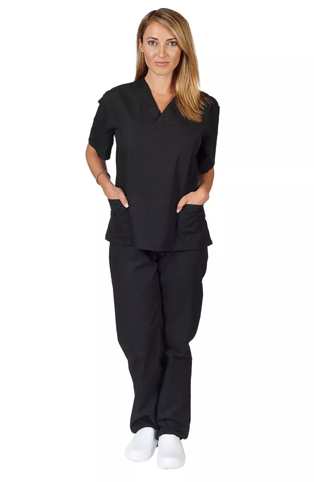 NATURAL UNIFORM COOL STRETCH V-NECK CARGO SET (BLACK)