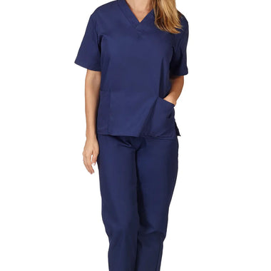 NATURAL UNIFORMS Medical Nursing Scrub Set Men Women Unisex Top Pants (Navy Blue)